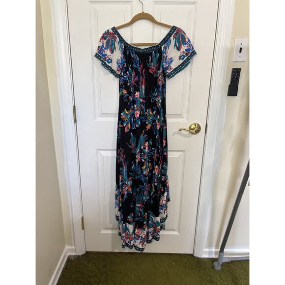 Flying Tomato High Low Off the Shoulder Dress Size Medium Folkloric Tropical - Picture 2 of 6